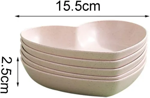 Miniatura 2 de Juego de 10 platos llanos en forma de corazón, platos de 6 pulgadas, bandeja de frutas, cuencos de aperitivos sin BPA (rosa)