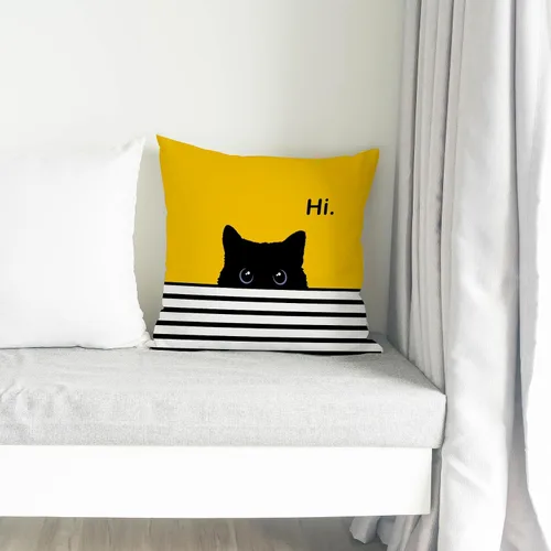 Miniatura 3 de Brand Fundas de Almohada de Gato 18x18 pulgadas - Juego de Regalo de Almohadas Decorativas para Amantes de los Gatos (Rosa y Negro)