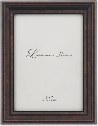 Lawrence Frames 535557 Bronce 5x7 Marco de fotos clásico detallado con acabado de aceite frotado
