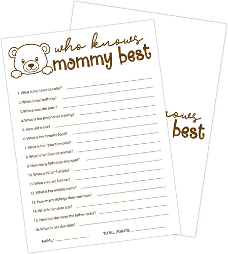 Miniatura 12 de 30 PCS Tarjetas de Predicciones y Consejos de Bebé Oso, Juego de Baby Shower para Niño Niña, Neutral de Género Fiesta de Revelación de Género