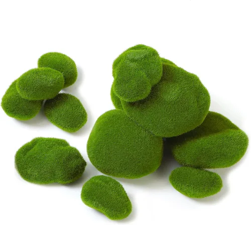 LJY 12 rocas artificiales de musgo (6 tamaños), rocas falsas, bolas de musgo, musgo sintético, perfectas para arreglos florales, jardines,