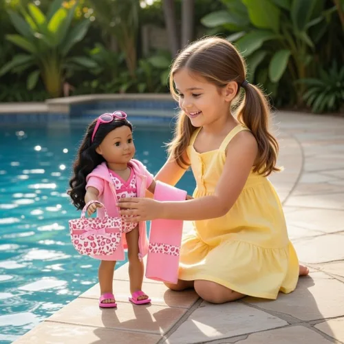 Miniatura 3 de Emily Rose Conjunto de traje de baño de muñeca de 18 pulgadas, traje de baño tankini de 7 piezas con cubierta con capucha, toalla, lentes de sol