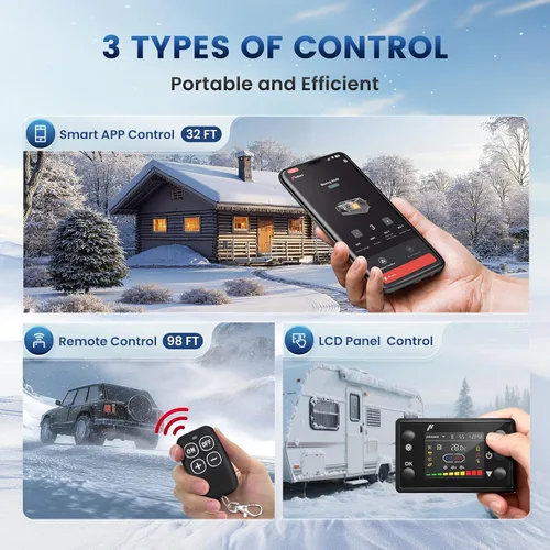 Miniatura 6 de Calentador Diésel de 5KW, Calentador de Aire Diésel de Estacionamiento HBU1S de 10L Calentamiento Rápido 12/24V con Control de Aplicación Bluetooth
