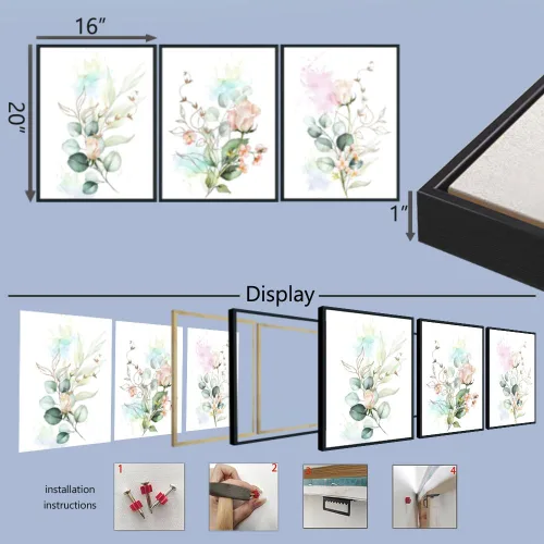 Miniatura 7 de Enartly Cuadros de flores, arte para pared, minimalista, simple, lienzo minimalista y simple, pinturas de plantas botánicas de eucalipto
