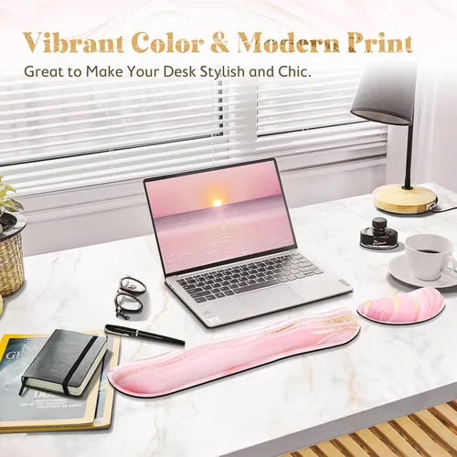 Miniatura 2 de Gimars Juego Mejorado Ampliado de Almohadilla de Apoyo para Muñeca de Teclado de Espuma Viscoelástica de Gel, Diseño Ergonómico Cómodo