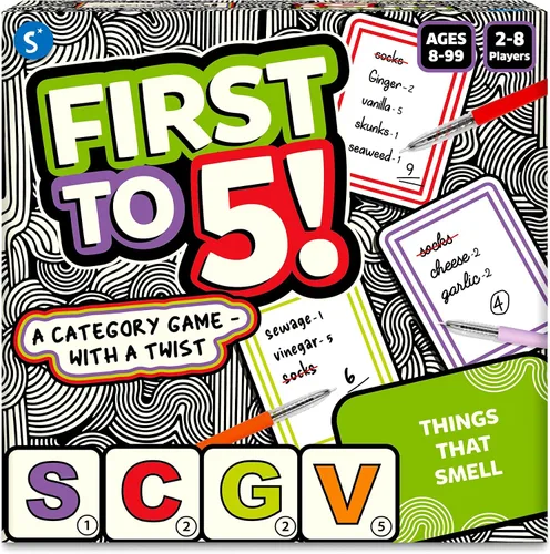 Skillmatics Juego de mesa y cartas: juego de primera a 5, categoría con un toque, perfecto para fiestas, familia, noche de juegos, pensamiento