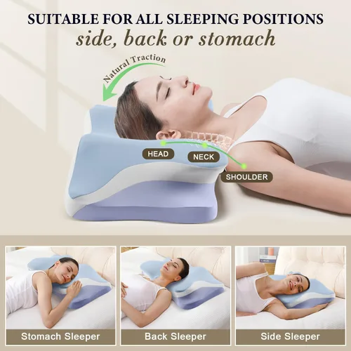 Miniatura 3 de Almohada cervical para aliviar el dolor de cuello, almohadas ergonómicas refrescantes de espuma viscoelástica para dormir, almohada de apoyo