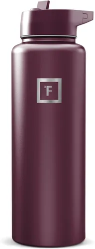 Miniatura 32 de IRON °FLASK Frasco de hidratación para acampar y senderismo con pajilla, botella de agua deportiva de acero inoxidable con aislamiento de boca Dark