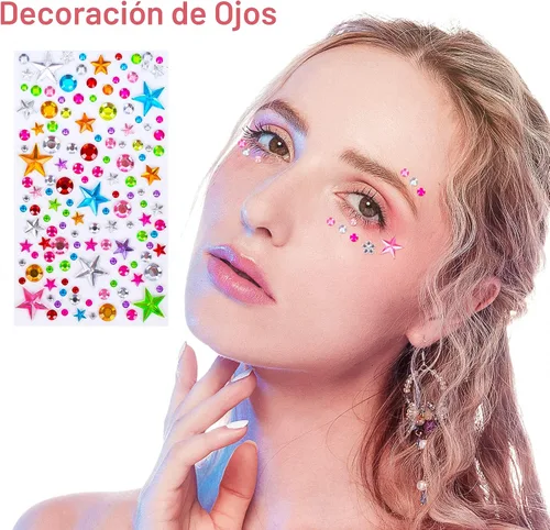 Miniatura 8 de 880 piezas de pegatinas de gemas con diamantes de imitación para manualidades - Pegatinas autoadhesivas de joyas, pegatinas de gemas acrílicas