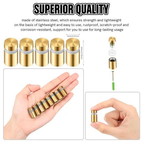 Miniatura 4 de Ferraycle 8 Juegos de Tornillos Separadores de Acero Inoxidable para Publicidad Montaje Separador Hardware Metálico Hardware de Montaje de Letreros