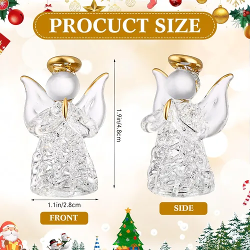 Miniatura 2 de CroBlissful 6 piezas de figuras de ángel de cristal, adornos para árbol de Navidad, adornos de ángel de la guarda, decoración del hogar para Navidad