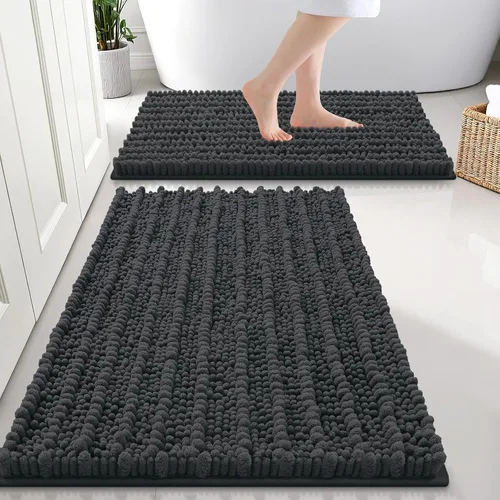 Miniatura 29 de Smiry Juego de 2 alfombras de baño, suaves y absorbentes, parte trasera de goma antideslizante, lavables a máquina, juego de alfombras de baño