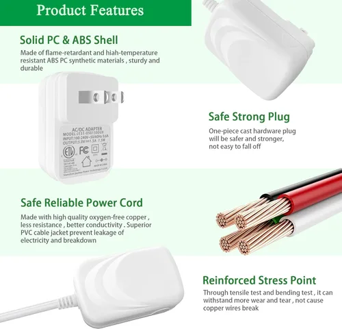 Miniatura 5 de Fuente de alimentación de 5 V 1.5 A, cargador de 5 voltios con puertos tipo C y micro USB, para Kindle de 5 voltios, teléfonos inteligentes