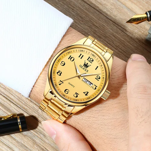 Miniatura 9 de OLEVS Reloj para hombre vestido de negocios diamante analógico cuarzo fecha lujo clásico acero inoxidable impermeable luminoso dos tonos reloj