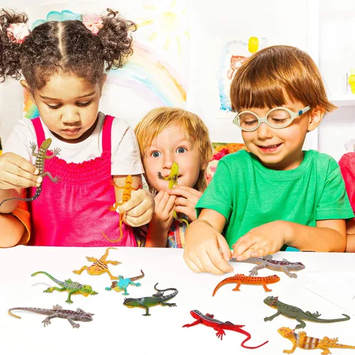 Miniatura 4 de Sumind 18 piezas de juguetes de lagarto de plástico colorido modelo falso lagarto artificial de reptil para adolescentes y adultos, figura
