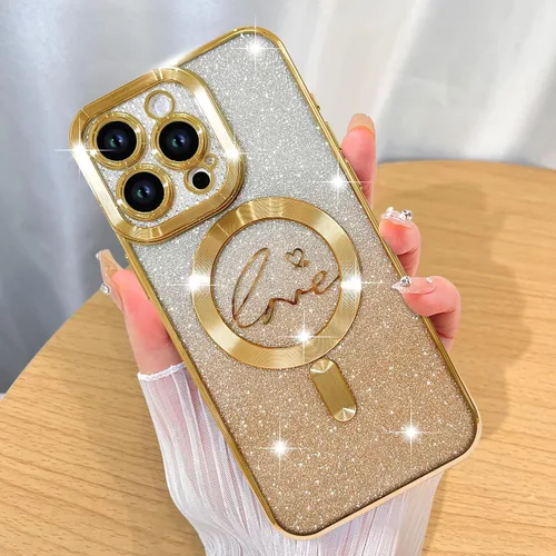 Miniatura 9 de ZIYE Funda Magnética Diseñada para iPhone 11 Funda con Purpurina Plateado de Lujo Corazón de Amor Compatible con MagSafe Funda Transparente
