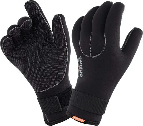 Miniatura 3 de Guantes de agua de neopreno de 0.197 pulgadas con correa ajustable para la muñeca para canoa sobre hielo, natación, kayak, pesca submarina y esquí