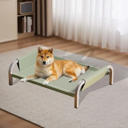 Miniatura 2 de Elevated Pet Bed Raised Cat Dog Bed Sturdy Breathable Portable Comfortable Cot Pet Hammock for Indoor Cats Puppy Kitten Green M- Green L