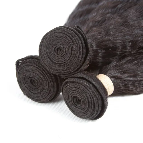 Miniatura 7 de Kerriana Paquetes de cabello humano lacio rizado, rizado lacio cosido 100% sin procesar brasileño 3 paquetes 10 pulgadas 12 pulgadas 14 pulgadas