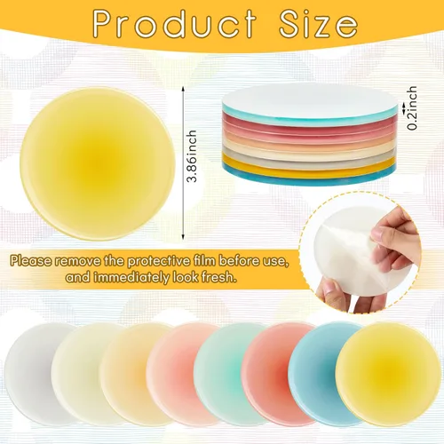 Miniatura 2 de Irenare 8 posavasos acrílicos coloridos de 3.9 pulgadas, bonitos posavasos redondos resistentes al calor, antideslizantes, estéticos para mesa