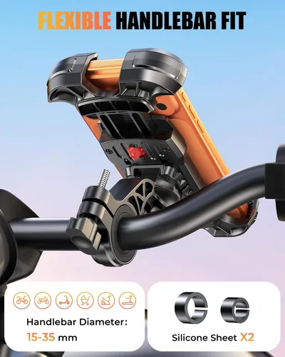 Miniatura 5 de Zewdov Soporte para teléfono de bicicleta con abrazadera fuerte, [Bloqueo de 1s], soporte de teléfono para motocicleta, [Giratorio de 360°], soporte
