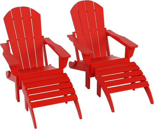 Miniatura 77 de WestinTrends Reposapiés otomano Adirondack para patio al aire libre, taburete de madera de polietileno para todo tipo de clima, ampliamente Azul