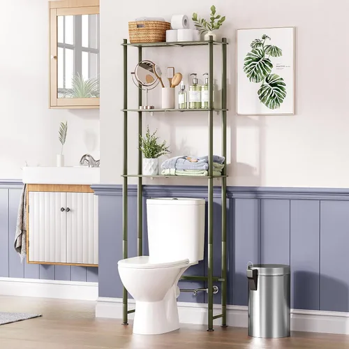 AmazerBath Estante de almacenamiento de bambú sobre el inodoro, estante organizador de baño de 3 niveles sobre el inodoro, estantes de baño para