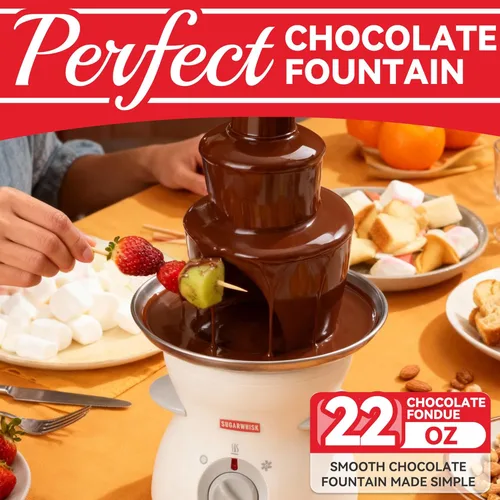 Miniatura 3 de SugarWhisk Mini máquina de fuente de chocolate de 3 niveles, fácil de usar y limpiar, ideal para fiestas, eventos y bodas, capacidad de 22 onzas