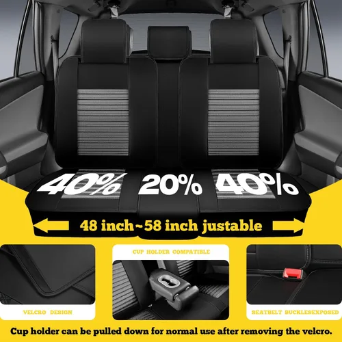 Miniatura 5 de LINGVIDO Fundas de asiento de automóvil, transpirables e impermeables, de piel sintética para autos, SUV, camiones, sedán, funda de asiento Gris +