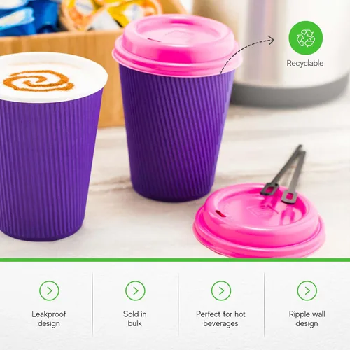 Miniatura 6 de Restaurantware -Tazas de café desechables de 12 onzas, 500 tazas calientes de pared ondulada para café - Las tapas se venden por separado, borde