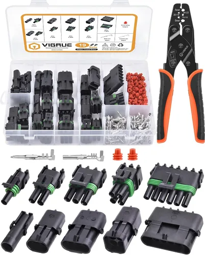 Miniatura 8 de VIGRUE Juego de 20 conectores de 1/2/3/4/6 pines, kit de conectores impermeables para cables eléctricos automotrices