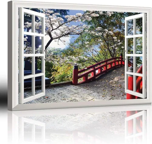 Miniatura 46 de Cuadro decorativo con diseño de ventana moderna blanca con vista, de la marca Wall26®