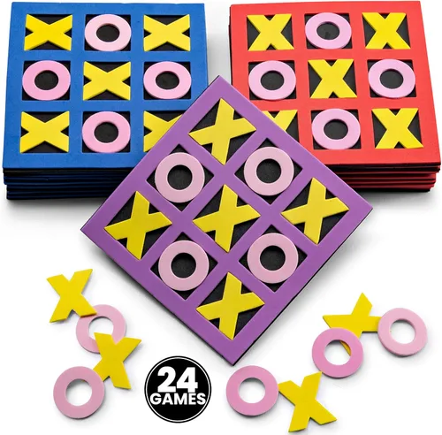 Juego de Tic Tac Toe (paquete de 24) Mini juego de mesa de espuma de 5 x 5 pulgadas, juguetes a granel para niños, recuerdos de fiesta de