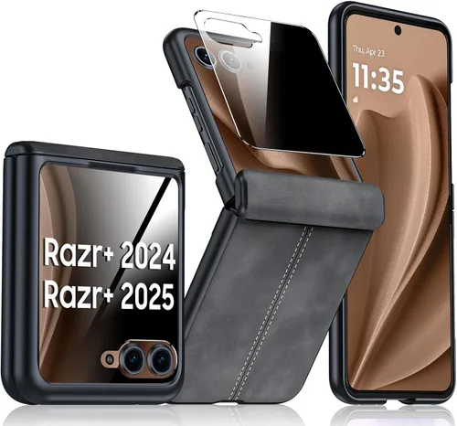 Miniatura 54 de para Samsung Galaxy Z Flip 7 Funda con protección de bisagras y protector de pantalla incorporado, funda de cuero mate de policarbonato ultradelgada