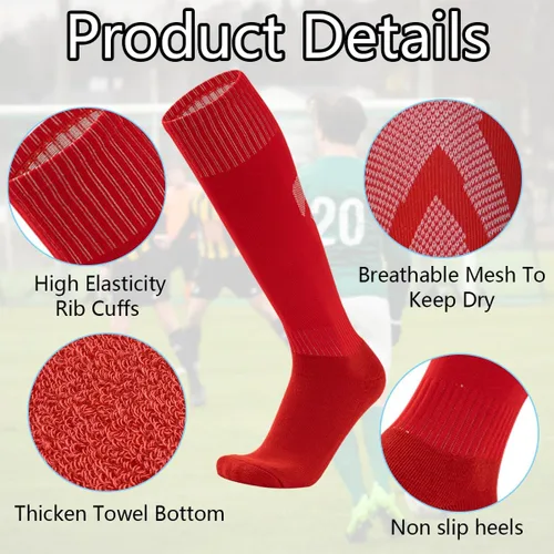 Miniatura 3 de ZXOLDZX 9 pares de calcetines de fútbol acolchados hasta la rodilla para hombres, jóvenes y niños
