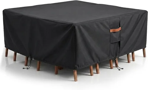 Miniatura 11 de Cubierta impermeable para muebles de exterior, juego de mesa y silla rectangular de 600D resistente de 64 pulgadas de ancho x 52 pulgadas de largo x