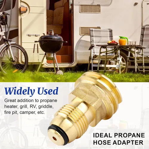 Miniatura 7 de Adaptador de tanque de propano de latón que convierte la válvula de servicio de tanque POL LP en manguera QCC1/tipo 1 o adaptador de propano