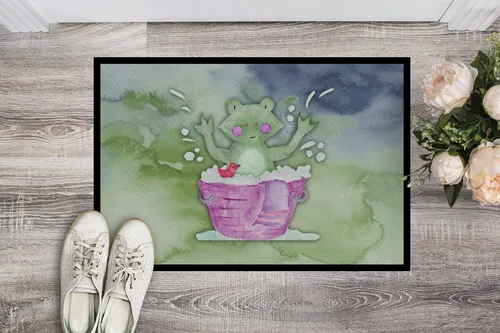Miniatura 2 de Caroline's Treasures BB7343MAT - Tapete de baño con diseño de rana y acuarela, de 18 x 27 pulgadas, para interiores y exteriores, para entrada