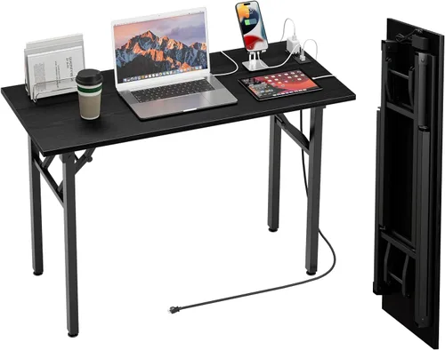 Miniatura 26 de TEMI Mesa de Computadora Pequeña Mesa Plegable - Escritorio de Oficina Plegable de 35.8", Sin Ensamblaje, Perfecto para Espacios Pequeños