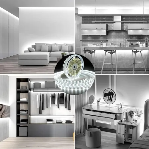 Miniatura 7 de Wefomey Tira de luces LED blancas, tira de luces LED regulables de 24 V de 131 pies, 6500 K, luz blanca brillante, cinta de luces flexibles