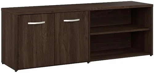 Bush Business Furniture Studio C - Armario de almacenamiento bajo con puertas y estantes en nogal negro, organizador de oficina para espacio de