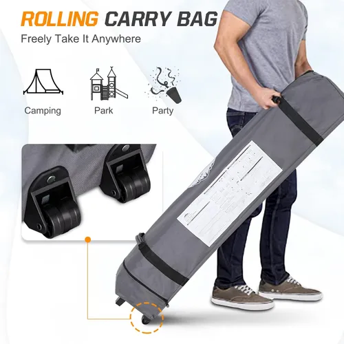 Miniatura 282 de EAGLE PEAK Tienda de campaña desplegable con bolsa de transporte con ruedas, 8 estacas, 4 cuerdas, 4 bolsas de peso, toldo de tienda de campaña