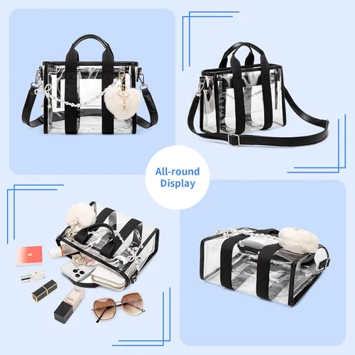 Miniatura 6 de Mini bolsa de mano, bolsa de playa iridiscente, bolsa transparente para eventos de estadio, conciertos, bolso resistente al agua con correa cruzada