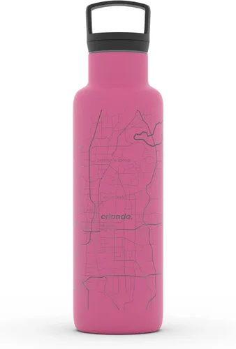 Miniatura 142 de Well Told Botella de agua aislada con mapa de Washington DC grabado, botella de acero inoxidable grabada (21 onzas, blanco) botella aislada de mapa