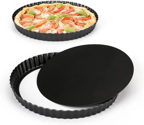 Gutsdoor Sartén para tartas de 10 pulgadas con parte inferior extraíble antiadherente para quiche moldes redondos para hornear