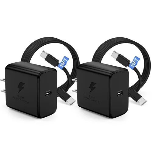 Miniatura 8 de Cargador súper rápido de 45 W de doble puerto con cable largo USB C a C de 10 pies, bloque de cargador de pared tipo C y cable de carga de teléfono
