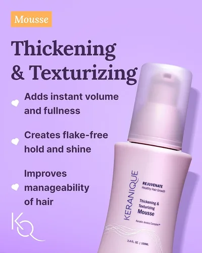 Miniatura 4 de Keranique Kit de viaje de aumento de volumen y estilo, sistema de protección contra el encrespamiento para mujeres con cabello adelgazante, incluye