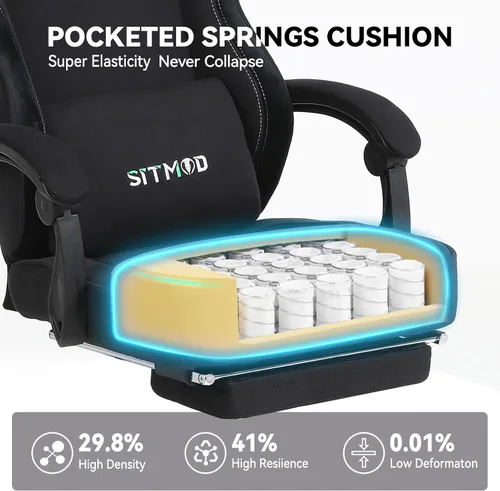 Miniatura 5 de SITMOD Silla de juegos – Silla de juegos grande y alta para adultos con peso máximo de 400 libras, altura y ángulo ajustables, reposapiés y soporte