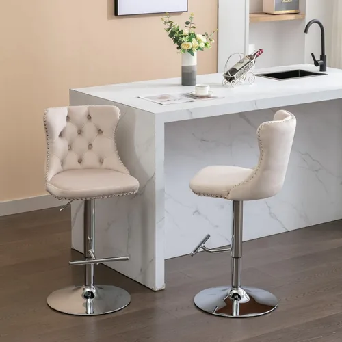 Miniatura 21 de Sillas para Barra de Cocina, Bancos para Barra de Cocina, juego de 2 sillas giratorias de bar de cocina con respaldo, para el hogar pub e isla Negro