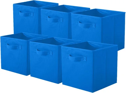 Miniatura 42 de PowerKing Cubos de almacenamiento plegables con asas, contenedores plegables de tela para estantes de armario, contenedores de almacenamiento Naranja